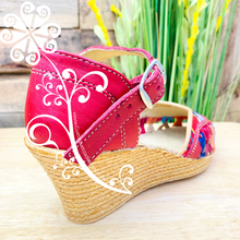 Buckle Wedges Women Shoes - Red Flower Mosaic