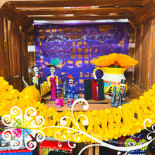 Small Yellow Fiesta Decor - Worm Flower Banner - Day of the Dead Decor