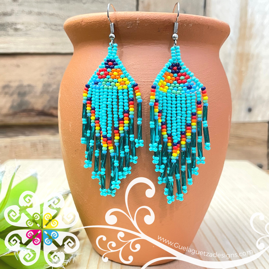 flower seed bead earrings Beaded Petunia Flower Earrings – Guelaguetza Designs