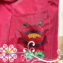 Maroon Big Flower Embroider Apron - Mandil Artesanal