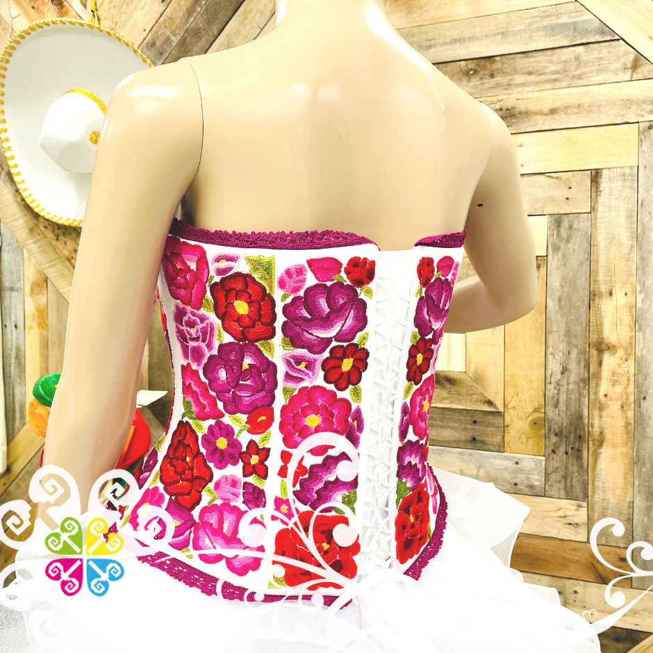 Tehuana Embroider Wedding Dress - CUSTOM ORDER Guelaguetza Designs Tehuana Embroider Wedding Dress - CUSTOM ORDER Guelaguetza Designs