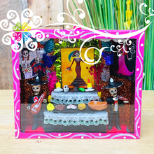 Pink Medium Box Day of the Dead Mexican Decor - Cajita Decorativa Barro Cocido
