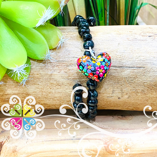 Seeds Artisan Bracelet with Wood Heart