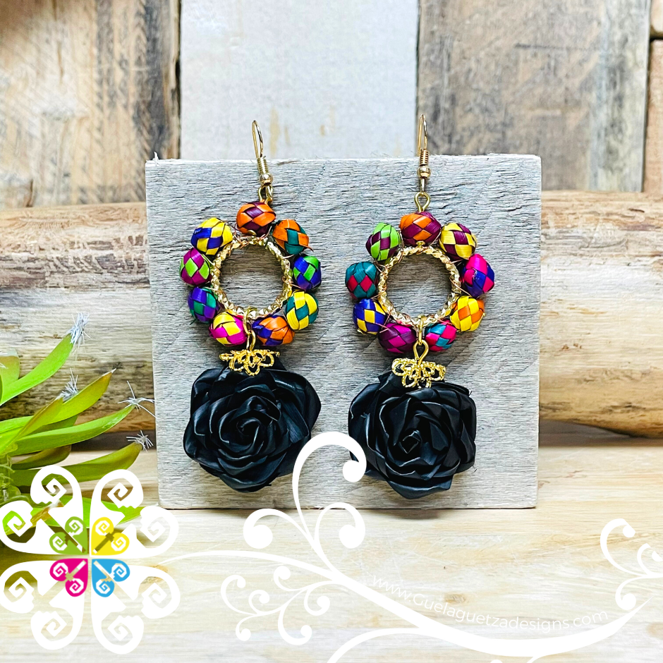 Medallion Rose Palm Earrings Guelaguetza Designs
