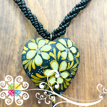Black with Gold Yoselin Heart Necklace - Artisan Necklace