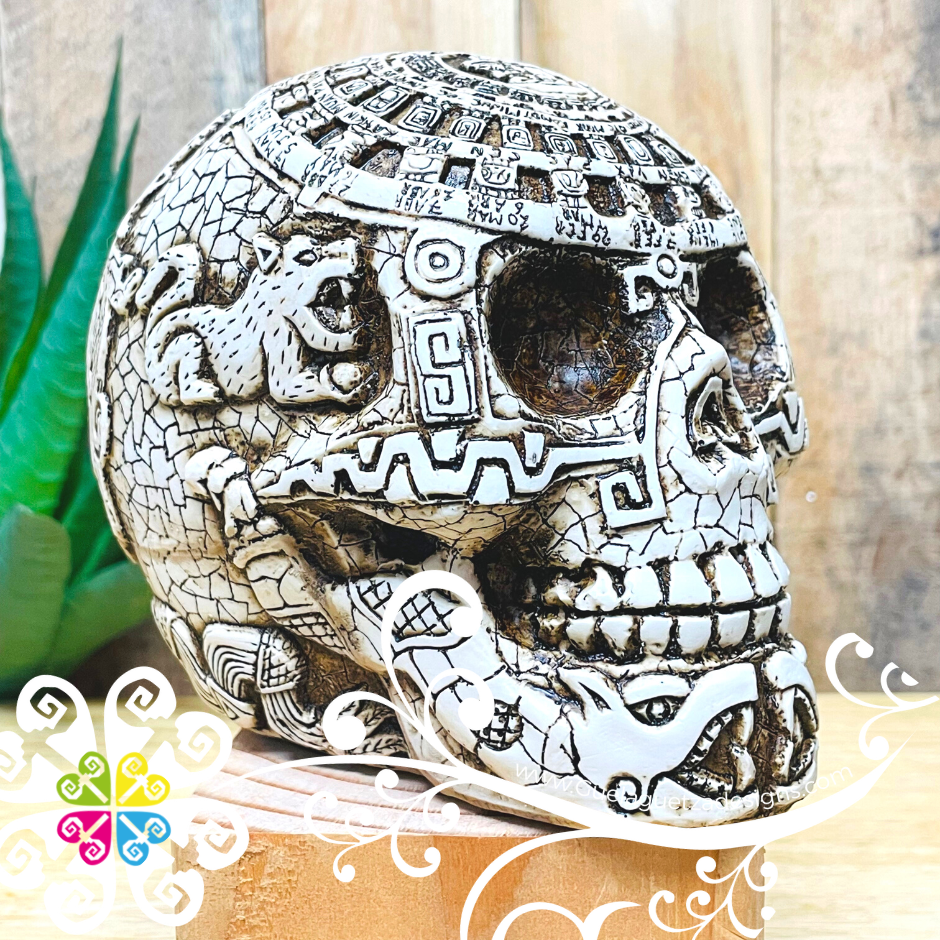 Medium Mayan - Artisan Day of the Dead Resin Skull