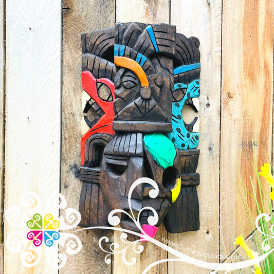 Medium Hand Carve Wood Mayan Mask