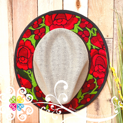 Earth Red Roses Embroider Summer Hat