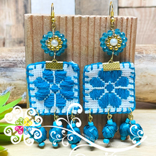Embroidered Daisy- Palm Earrings