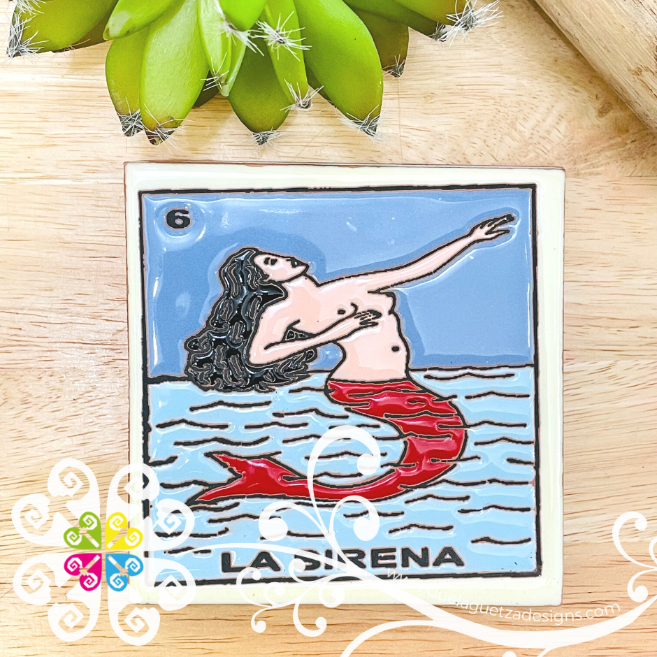 Mexican Loteria Coaster Tile - 6 La Sirena