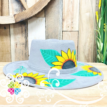 Light Gray Hat Tri Sunflower - Hand Painted Fall Hat