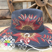 Oxford Gray Floral Hat- Hand Painted Fall Hat