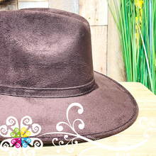 Dark Brown Indiana Velvet Hat - Fall Hat