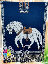 Navy Blue Horse Design  - Men Poncho