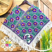 Colors Floral Design Embroider Poncho - Mañanita