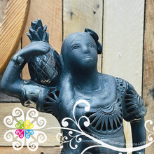 Flor de Pina Dancer Statue - Black Clay Oaxaca