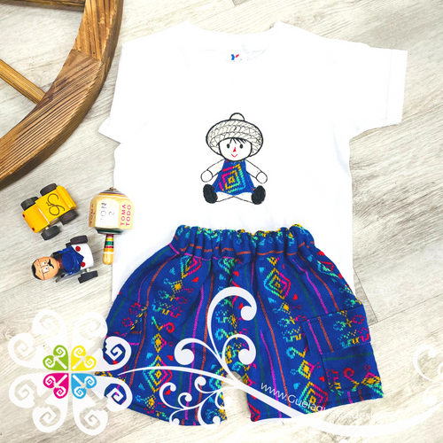 Blue Juanito Short and Tee Set - Mexican Boy Outfit