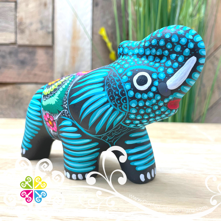 Small Clay Elephant - Hand Painted Figure