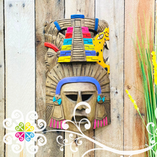 Medium Hand Carve Wood Mayan Mask
