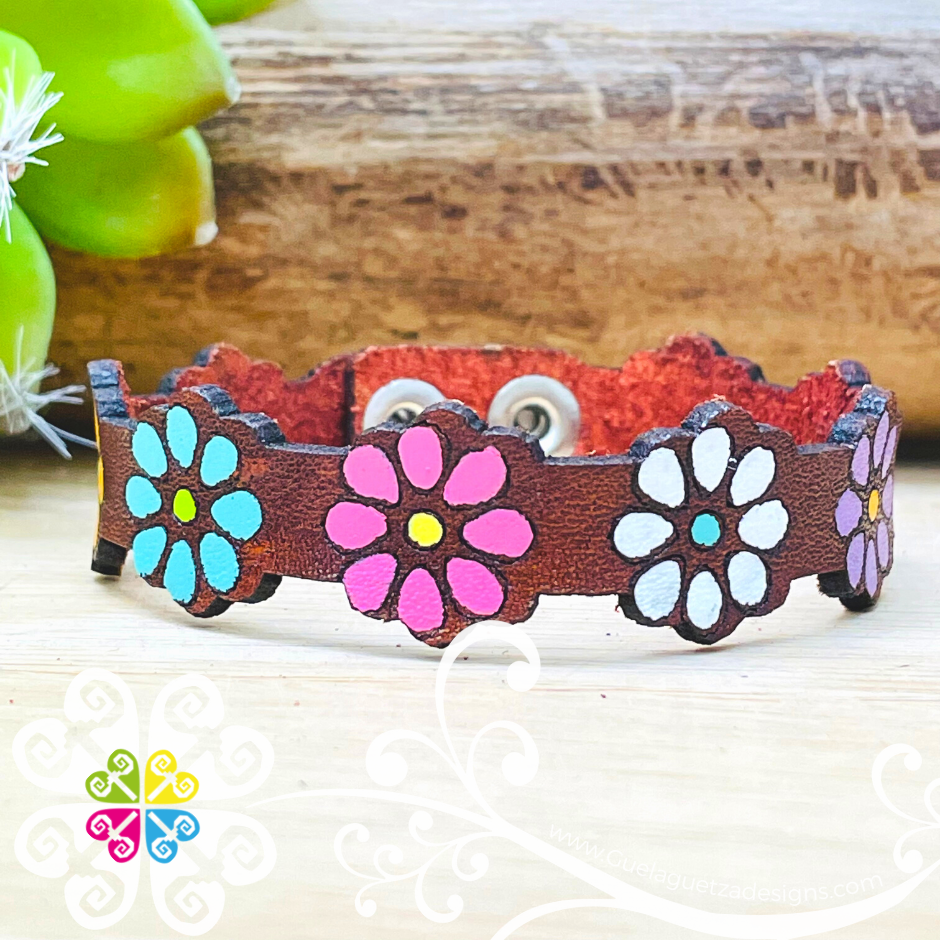 Leather flower deals bracelet