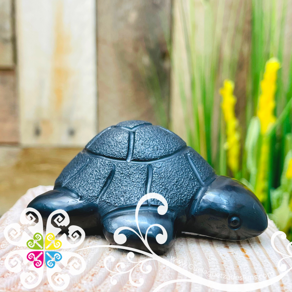 Mini Turtle Figure - Black Clay Oaxaca