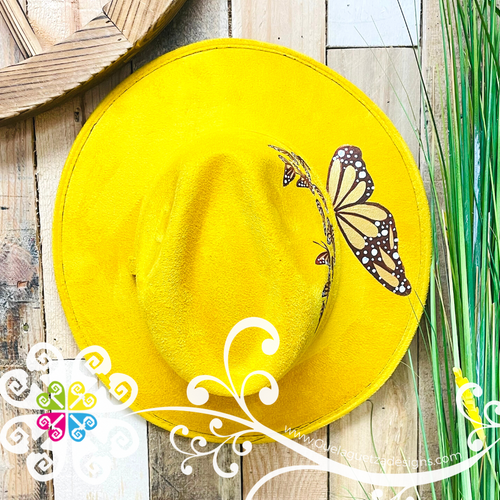 Canary Yellow Monarchs - Hand Painted Fall Hat