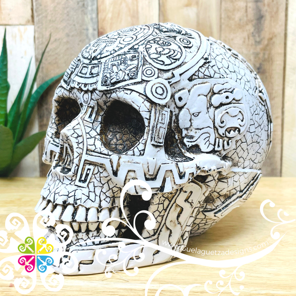Large Azteca- Artisan Day of Dead Resin Skull