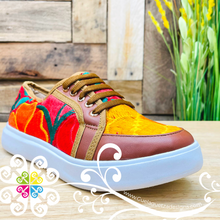 Brown Women Sneakers - Embroider Tennis Shoes