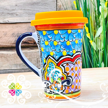 Floral Bouquet - Talavera Coffee Mug with Lid