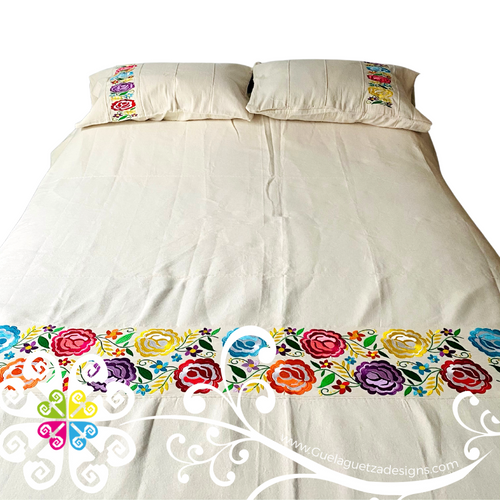 Queen Size - Tehuana Embroider Pedal Loom Bed Cover Set