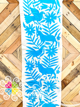 Blue Turquoise Large Solid Color Otomi Table Runner - Camino de Tenango