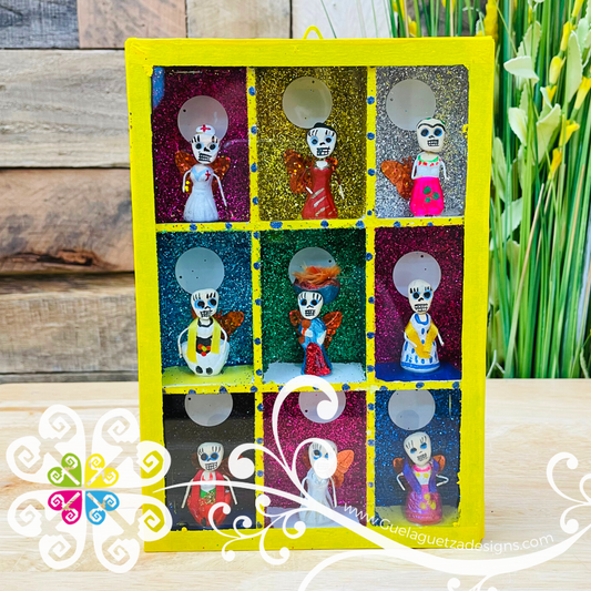 Yellow Mexican Gallery Box Decor - Cajita Decorativa Barro Cocido