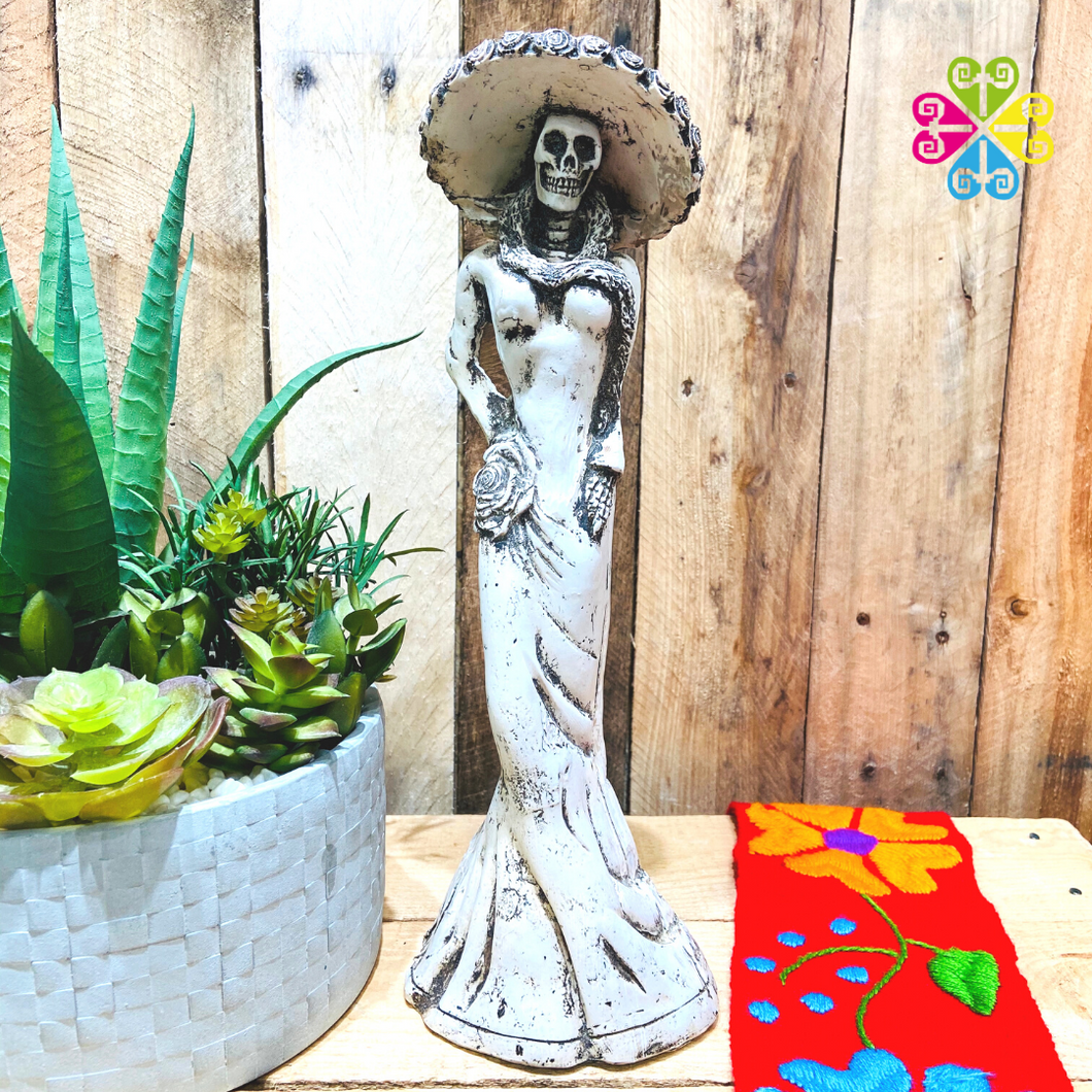 Medium Catrina with Scarf - Day of the Dead Decoration Resin Statue