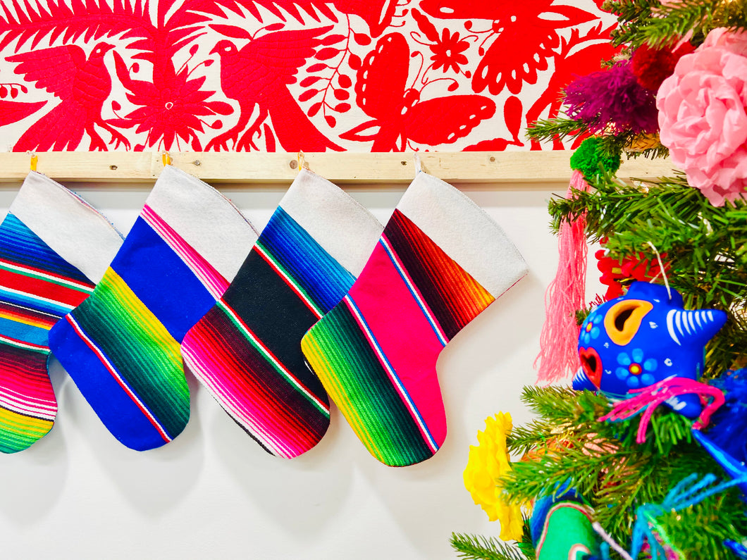 Set of 4 Mexican Sarape Christmas Stockings