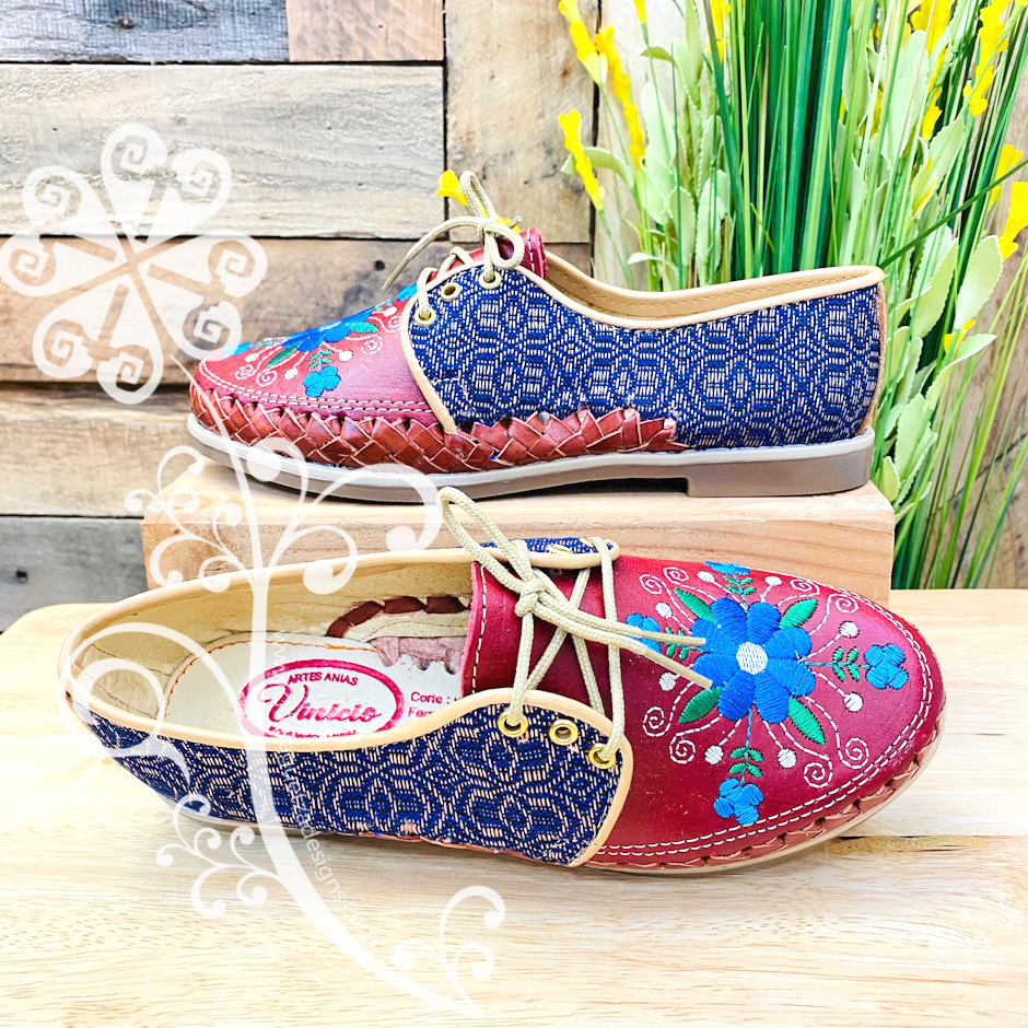 Embroider Loafers Artisan Leather Women Shoes - Purple Pedal Loom