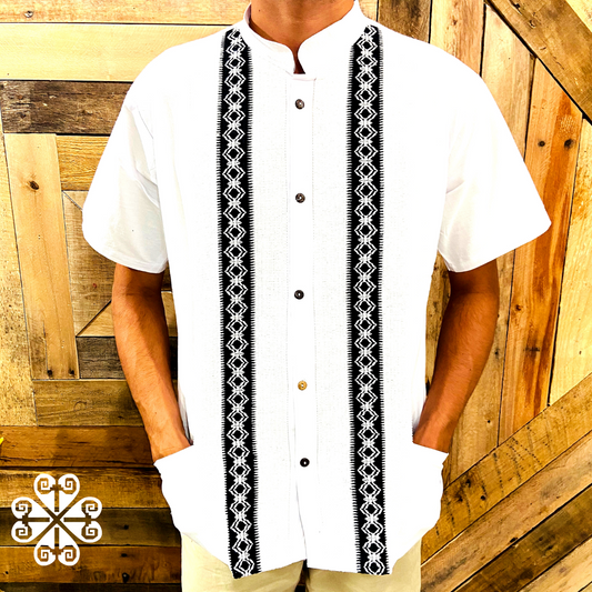 White Pepita Guayabera - Men Shirt