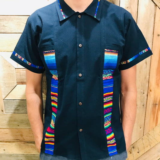 Navy Blue Men Coralillo Shirt Double Lines - Men Shirt