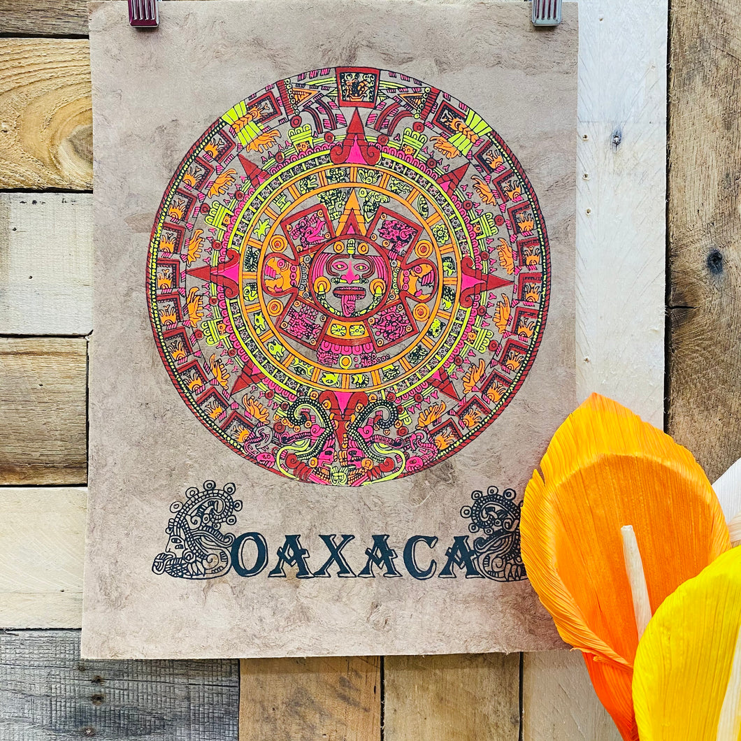 Medium Aztec Calendar Design - Amate Paintings – Guelaguetza Designs